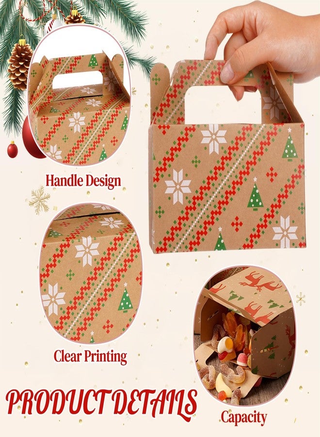 Fuyoooo 36 Pcs Christmas Gift Treat Boxes Xmas Kraft Boxes Holiday Cookies Goodie Candy Box with Handles Red Green Paper Container for Xmas Birthday Party Supplies - Image 4